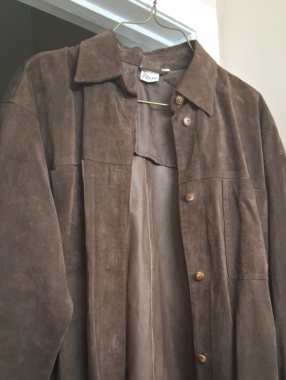 Suede Brown Women's Button-Front Shaket by